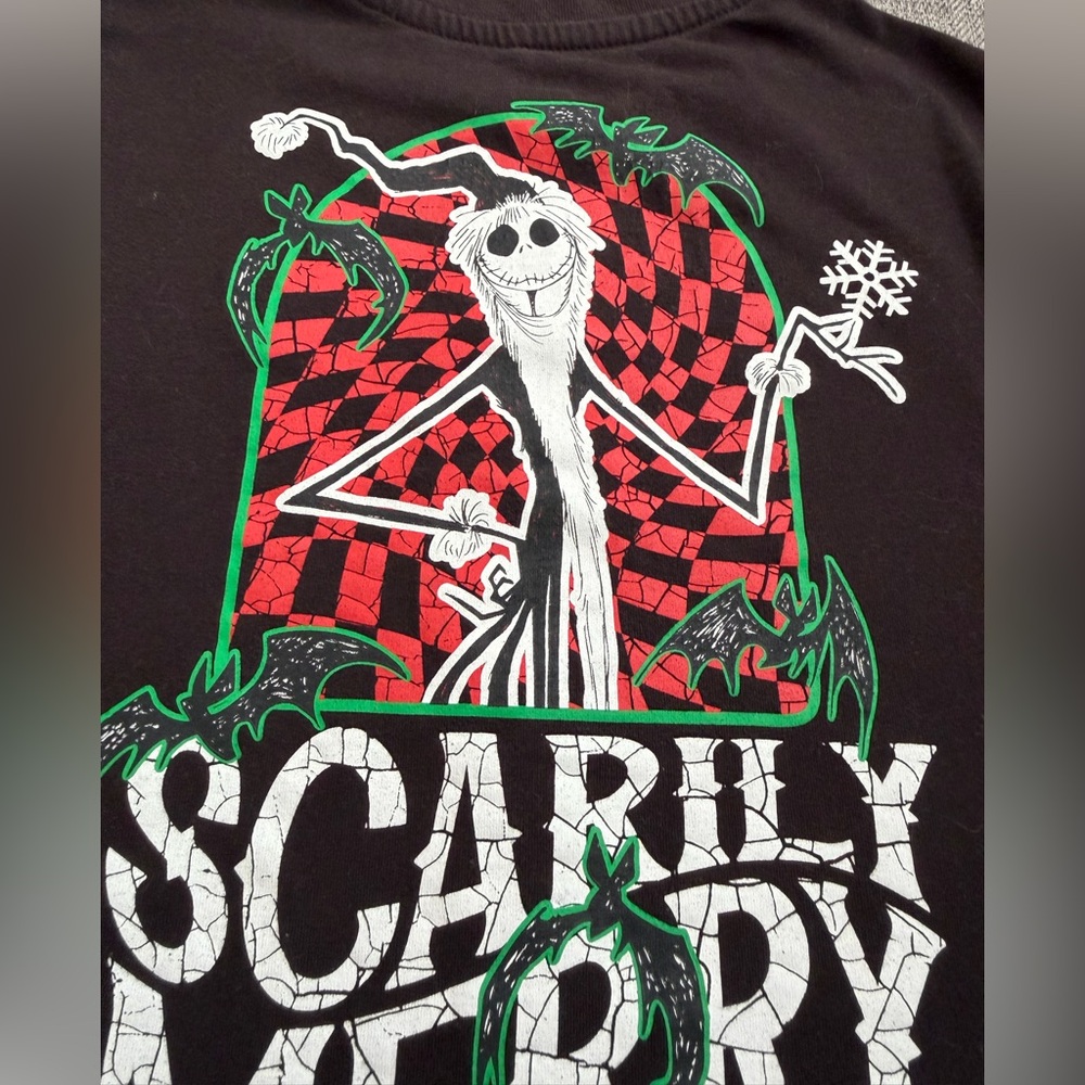 Disney Black Tee - “The Nightmare Before Christmas” Scarily Merry Size Sm 6/7